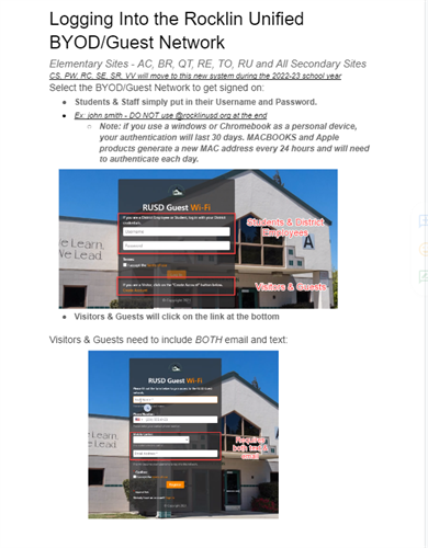 Page one - directions to new wifi - click for full page